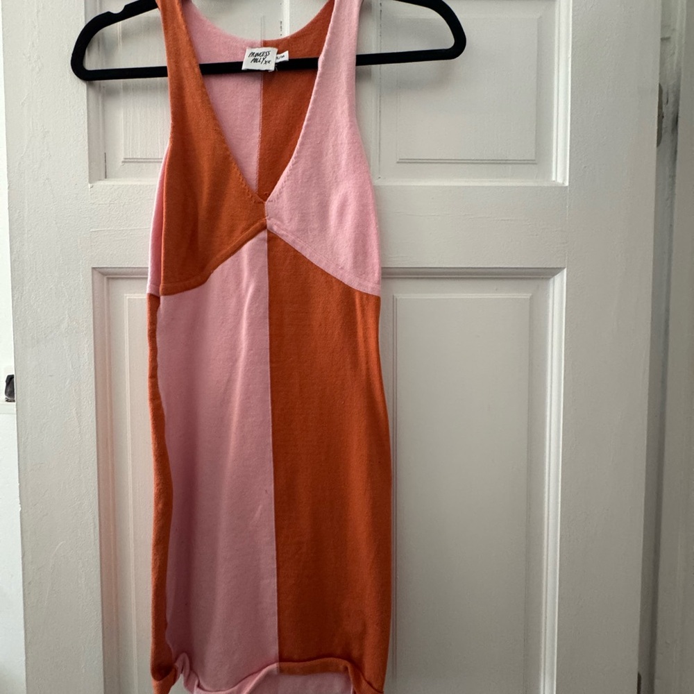 Pink and Orange Sleeveless Dress